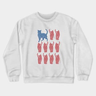 Vertical United States Distressed Cat Flag Circle Design Crewneck Sweatshirt